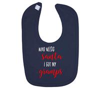 Who Needs Santa I got My Gramps Cotton Baby bib - Navy