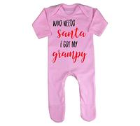 Who Needs Santa I got My Grampy Baby Romper Jumpsuit with feet, 6-12 Months, Pastel Pink
