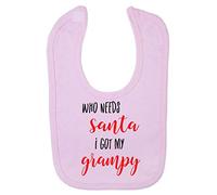 Who Needs Santa I got My Grampy Cotton Baby bib - Pastel Pink