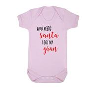 Who Needs Santa I got My Gran Baby Grow Vest, 6-12 Months, Pastel Pink