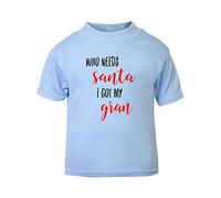 Who Needs Santa I got My Gran Short Sleeve Cotton Kids t Shirt, 2-3 Years, Pastel Blue