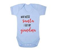 Who Needs Santa I got My Grandma Baby Grow Vest, 6-12 Months, Pastel Blue