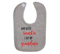 Who Needs Santa I got My Grandma Cotton Baby bib - Grey