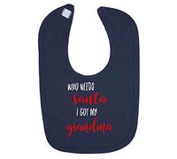 Who Needs Santa I got My Grandma Cotton Baby bib - Navy