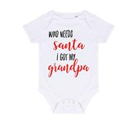 Who Needs Santa I got My Grandpa Baby Grow Vest, 6-12 Months, White