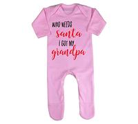 Who Needs Santa I got My Grandpa Baby Romper Jumpsuit with feet, 0-3 Months, Pastel Pink