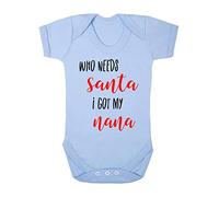 Who Needs Santa I got My Nana Baby Grow Vest, 0-3 Months, Pastel Blue