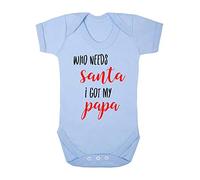 Who Needs Santa I got My Papa Baby Grow Vest, 0-3 Months, Pastel Blue