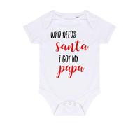 Who Needs Santa I got My Papa Baby Grow Vest, 3-6 Months, White