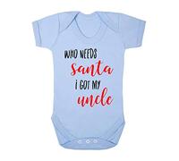 Who Needs Santa I got My Uncle Baby Grow Vest, 0-3 Months, Pastel Blue