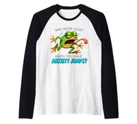 Who Needs Sleep When You Have Anxiety Jumps Funny Frog Raglan Baseball Tee