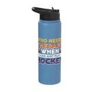 Who Needs Therapy When I can just Play Hockey Stainless Steel Insulated Water Bottle