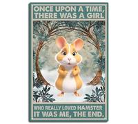 Who Really Loved Hamster, Once Upon A Time There Was A Girl, Home Cafe Decor Cave Bar Wall Pet Art Signs Painting Metal Tin Sign Tin Sign 8"x12"