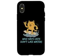 Who Says Cats Don't Like Water! Surfing Kitty Case for iPhone X/XS