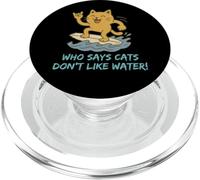 Who Says Cats Don't Like Water! Surfing Kitty PopSockets PopGrip for MagSafe