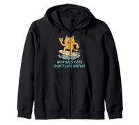 Who Says Cats Don't Like Water! Surfing Kitty Zip Hoodie