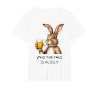Who The FCK is Alice? X Beer Rabbit Delicious Beer T-Shirt, Women's Plus, White, 6X