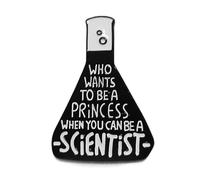 Who Wants To Be a Princess When You Can Be a Scientist Creative Letter Science Bottle Enamel Pin Metal Badge Brooch for Science Fans, Metal Stainless Steel, no gemstone