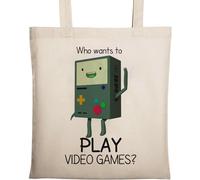 Who Wants to Play Video Games Natural Ecological Cotton Tote Bag Beige