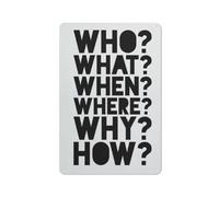 Who What When Where Why How Five Questions Educational Metal Tin Sign Vintage Nostalgic Tin Sign Home Kitchen Bar Room Garage Decor Classroom Decor Poster 8"x12"
