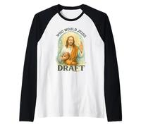 Who Would Jesus Draft Fantasy Football Parody Fall Art Raglan Baseball Tee