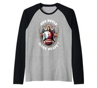 Who Would Jesus Draft Funny Fantasy Football Christian Sport Raglan Baseball Tee