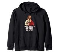 Who Would Jesus Draft Funny Fantasy Football DFS League Joke Zip Hoodie