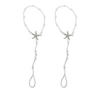 Whoasyst 2 Pcs/Set Elegant Pearl Anklet Chains Feet Chain Barefoot Sandal Anklet Bracelets Holiday Jewelry Beach Wedding Jewelry Set for Men Gold