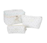 Whoasyst 3 Pcs Makeup Bag Travel Cosmetic Set Large Capacity Toiletry Flower Print Wash Pen For Woman Girls