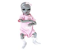 Whoasyst 35cm Realistic Alien Baby for Doll Soft Toy That Look Real with Hair Band Educational Kids Children Party Fa Realistic Doll Girl Silicone Full Body Eyes Closed Life Size