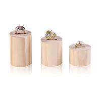 Whoasyst 3Pcs Square Round Solid Wood Box Jewelry Storage Bag Wooden Box Proposal Engagement Wedding Ceremony Birthday Gift Wood Organizer for Display