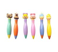 Whoasyst 6Pcs Ergonomic Grip Short Ballpoint Pen Cartoon Short Ballpoint For Writing 0.7mm Blue Inks School Office Supplies Comfortable Wide Body
