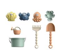 Whoasyst 8 Piece Marine Themed Beach Activity Set for Little Entities with Sturdy Sand Equipment Children Sand Dolls
