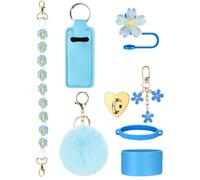 Whoasyst 8Pcs Beverage Cup Embellishment Set Creative Cup Adornment with Floral Charm Straw Lid Insulating Sleeve Insulated Sleeve Cozy