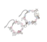 Whoasyst Adjustable Bowknot Tassels Wristband with Star Charm Stylish Bowknot Wristband with Faux Pearls Embellishments Friendship Bracelets