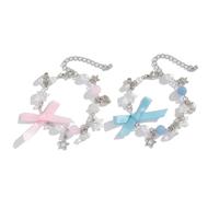 Whoasyst Adjustable Bowknot Tassels Wristband with Star Charm Stylish Bowknot Wristband with Faux Pearls Embellishments Friendship Bracelets