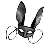 Whoasyst Adult Unisex Fantasy Rabbits Masquerade Half Face Cover Glitter Rabbits Ears Eyemask With Feathered For Cosplay Parties Halloween