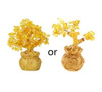 Whoasyst Chinese Feng Shui Money Tree Yellow Crystal Creative Citrine Lucky for Desktop Ornament Home Decors Tree Room Ornament