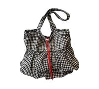 Whoasyst Contemporary Plaids Underarm Bag Spacious Shoulder Handbag Ruffle Plaids Canvas For Commuting Gym Beach Trip Practical Canvas Shoulder