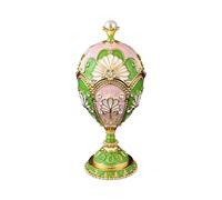 Whoasyst Crystal Rhinestones Eggs Shaped Storage Box Handmade Alloy Construction Trinket Organiser with Enameled Finish Exquisite Handcrafted Enameled Eggs Decorative Box for Jewelry Storage