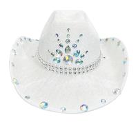 Whoasyst Crystal Studded Cowboy Hat For Women Carnivals Party Nightclub Bachelorettes Party Headwear Adult Photography Western Cowboy Hat