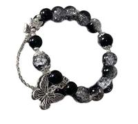 Whoasyst Delicate Alloy Jewelry Delicate Beaded Highlighting Butterfly Patterns Stylish Wristband Charm Nature Inspired
