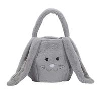Whoasyst Easter Eggs Basket Plush Buckets Kids Tote Bags For Candy Gifts Carry Bucket White Gray Coffee Egg Basket For Gathering Eggs Plush Farmhouse- For Little Girl Boy Kid Large Cute