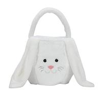 Whoasyst Easter Eggs Basket Plush Buckets Kids Tote Bags For Candy Gifts Carry Bucket White Gray Coffee Egg Basket For Gathering Eggs Plush Farmhouse- For Little Girl Boy Kid Large Cute