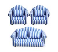 Whoasyst Fashion 1/12 Dollhouses Furniture Double Couch Armchair Figurine Set For Miniature Living Room And Bedroom Decoration Dollhouses Decoration