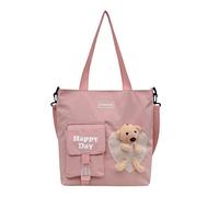 Whoasyst Fashion Cute Bear For Doll Messenger Bag Girls Cartoon Bear Shoulder Lovely Simple Shopping Large Capacity Handb Canvas Cross Over The Shoulder Bag For Women For Handbags For School Teens