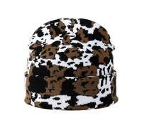 Whoasyst Halloween Skull Cap Unisex Knit Hat Crochet Cheetah Party Holiday Winter Warm Hat Cute Cow Pattern Theme Knitted Hats For Women