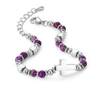 Whoasyst Hand-Making Round Beaded Religious Natural Stone Bangles Present for Woman and Man Natural