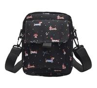 Whoasyst Japanese Cartoon Dachshund Pattern Phone Bag Multifunction Small Zippered Crossbody Shoulder Bag Purse For Women Teens Unisex Crossbody Purse
