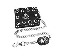 Whoasyst Leather Cool Punk Gothic Western Skull Clutch Purse Wallets With Chain For Men Mens Wallet Leather